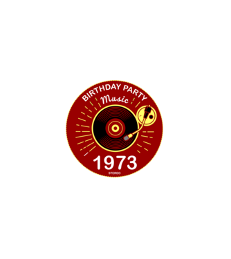 BIRTHDAY PARTY MUSIC, BAKELIT LEMEZJÁTSZÓ 1973 STEREO minta fekete pólón