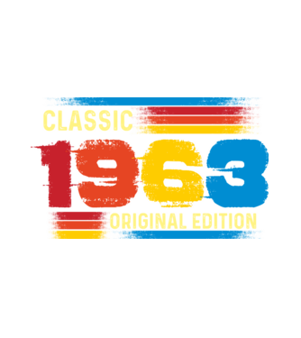 classic, original edition, retro, vintage évszám, születésnapi dátum, 1963 minta fehér pólón