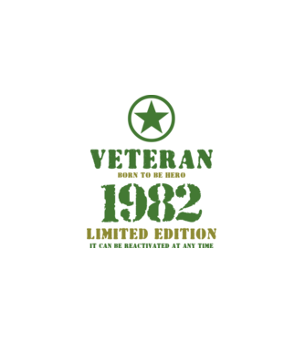 VETERAN, BORN TO BE HERO, SZÜLETÉSNAPI ÉVSZÁM FELIRATTAL 1982 minta fehér pólón