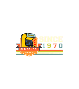 old school gamer, since 1960, régi játékos, szültésnap, 1970 minta homokszín pólón