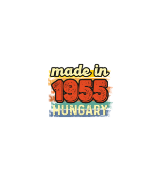 made in hungary felirat, retro évszám, grunge stílus, 1955 minta homokszín pólón