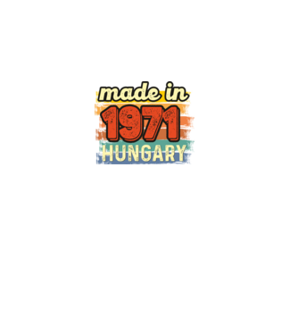 made in hungary felirat, retro évszám, grunge stílus, 1971 minta fekete pólón
