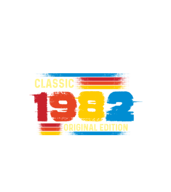 classic, original edition, retro, vintage évszám, születésnapi dátum, 1982 minta fekete pólón