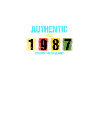 AUTHENTIC SINCE 1987, SUPERIOR URBAN QUALITY, 1987-BeN SZÜLETETT minta fekete pólón
