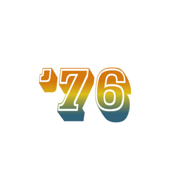 retro stílusú dátum, évszám, rövidített születésnapi dátum '76, 1976 minta fehér pólón