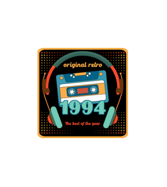 original retro audió kazetta, füles, régi magnókazetta évszámmal. 1994 minta fehér pólón