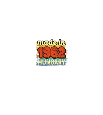 made in hungary felirat, retro évszám, grunge stílus, 1962 minta fekete pólón