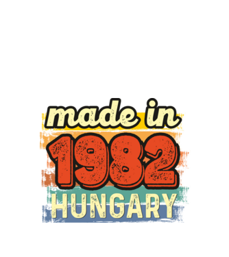 made in hungary felirat, retro évszám, grunge stílus, 1982 minta fekete pólón