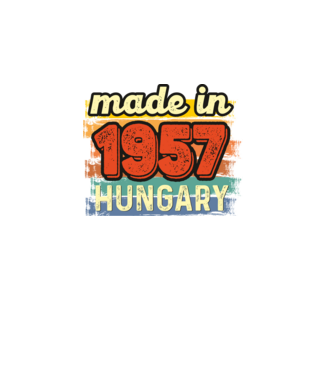 made in hungary felirat, retro évszám, grunge stílus, 1957 minta fekete pólón