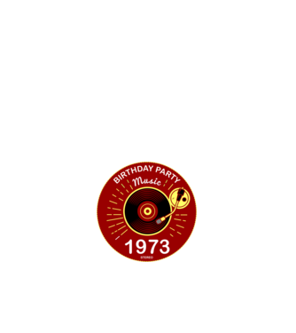 BIRTHDAY PARTY MUSIC, BAKELIT LEMEZJÁTSZÓ 1973 STEREO minta fehér pólón