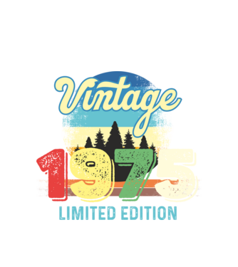 vintage évszám, limited edition, 1975-ben születetteknek minta fehér pólón
