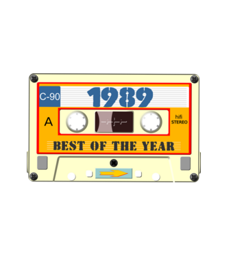 retro születésnapi audio kazetta, magnókazetta, best of the year 1989 minta fehér pólón