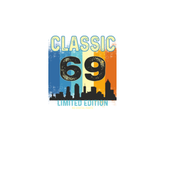 CLASSIC LIMITED EDITION,  69 éves szülinapra, retro póló minta fekete pólón