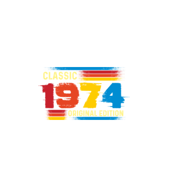 classic, original edition, retro, vintage évszám, születésnapi dátum, 1974 minta fehér pólón