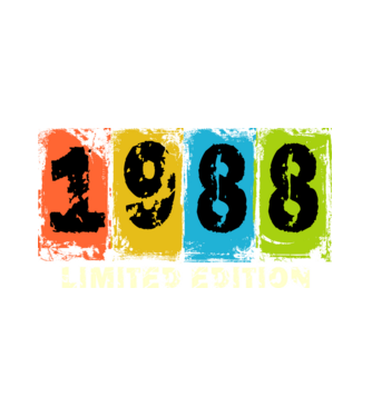 grunge évszám, limited edition felirattal, születésnapi dátum, 1988 minta fehér pólón