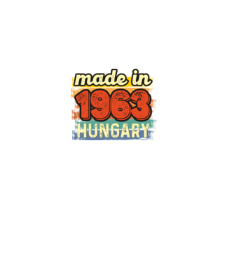 made in hungary felirat, retro évszám, grunge stílus, 1963 minta fekete pólón