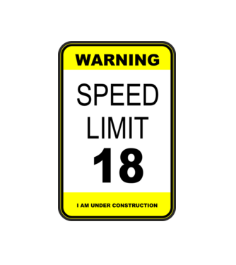 warning speed limit 18, under construction minta fehér pólón
