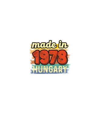 made in hungary felirat, retro évszám, grunge stílus, 1978 minta homokszín pólón