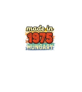made in hungary felirat, retro évszám, grunge stílus, 1975 minta fekete pólón
