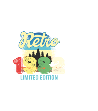 retro évszám, limited edition, 1982-ben születetteknek minta sötétkék pólón