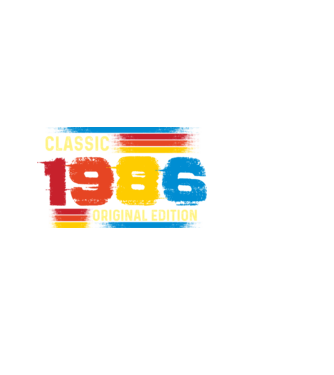 classic, original edition, retro, vintage évszám, születésnapi dátum, 1986 minta fekete pólón