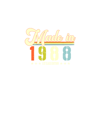 made in 1988, 1st class edition, születésnap, 1988-ban készült minta fekete pólón
