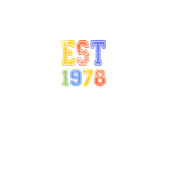 EST 1978 , alapítva 1978-ban, születlésnapi felirat 1978-ban születetteknek, gunge stílus minta fekete pólón