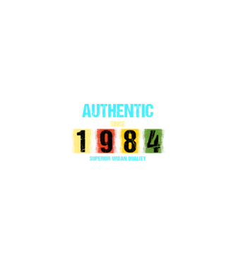 AUTHENTIC SINCE 1984, SUPERIOR URBAN QUALITY, 1984-BEN SZÜLETETT minta homokszín pólón