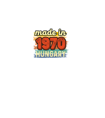 made in hungary felirat, retro évszám, grunge stílus, 1970 minta fekete pólón