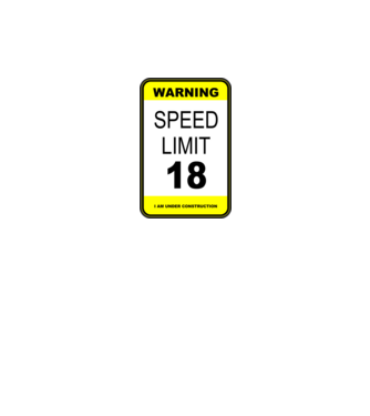 warning speed limit 18, under construction minta fekete pólón