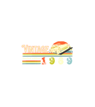 vintage, limited edidtion, retro születésnapi felirat, évszám veterán autóval, 1969 minta fehér pólón