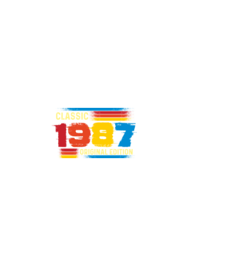 classic, original edition, retro, vintage évszám, születésnapi dátum, 1987 minta sötétkék pólón