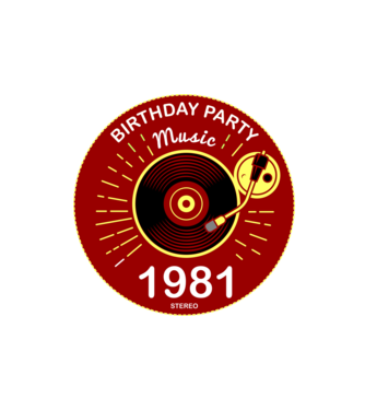 BIRTHDAY PARTY MUSIC, BAKELIT LEMEZJÁTSZÓ 1981 STEREO minta homokszín pólón