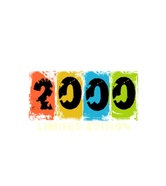 grunge évszám, limited edition felirattal, születésnapi dátum, 2000 minta fekete pólón