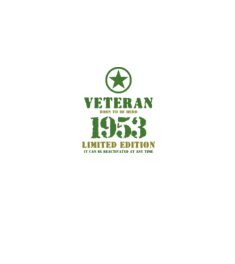 VETERAN, BORN TO BE HERO, SZÜLETÉSNAPI ÉVSZÁM FELIRATTAL 1953 minta szürke pólón