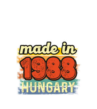 made in hungary felirat, retro évszám, grunge stílus, 1988 minta fekete pólón