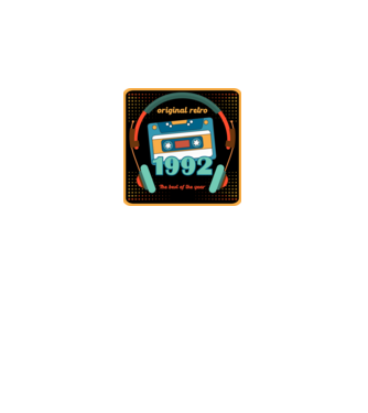 original retro audió kazetta, füles, régi magnókazetta évszámmal. 1992 minta fehér pólón