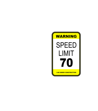 warning speed limit 70 , under construction minta neonsárga pólón