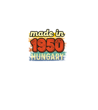made in hungary felirat, retro évszám, grunge stílus, 1950 minta fekete pólón