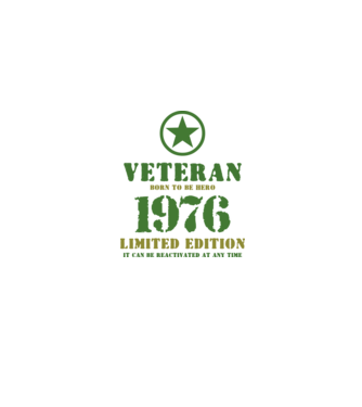 VETERAN, BORN TO BE HERO, SZÜLETÉSNAPI ÉVSZÁM FELIRATTAL 1976 minta homokszín pólón