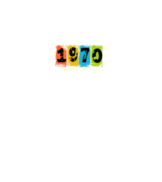 grunge évszám, limited edition felirattal, születésnapi dátum, 1970 minta fekete pólón