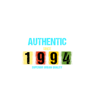AUTHENTIC SINCE 1994, SUPERIOR URBAN QUALITY, 1994-BEN SZÜLETETT minta fekete pólón