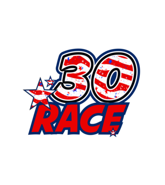 race, rajtszám, USA zászló, szülinapos, 30 éves minta fehér pólón