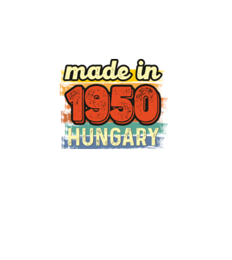 made in hungary felirat, retro évszám, grunge stílus, 1950 minta fekete pólón