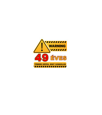 WARNING, 49 ÉVES TÖBBRE KÉPES, MIT GONDOLOD minta farmerkék pólón