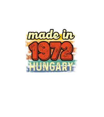 made in hungary felirat, retro évszám, grunge stílus, 1972 minta fekete pólón