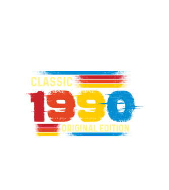 classic, original edition, retro, vintage évszám, születésnapi dátum, 1990 minta fehér pólón