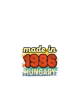 made in hungary felirat, retro évszám, grunge stílus, 1986 minta fekete pólón