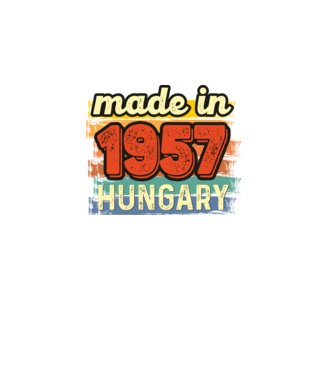 made in hungary felirat, retro évszám, grunge stílus, 1957 minta fekete pólón