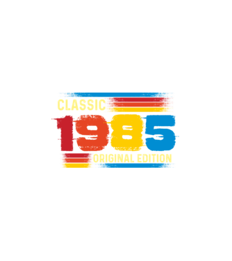 classic, original edition, retro, vintage évszám, születésnapi dátum, 1985 minta fehér pólón